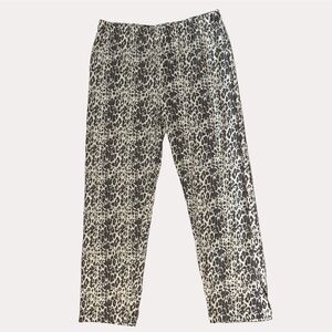 Isaac Mizrahi Pajama Lounge Pants Animal Print Ribbed Knit M